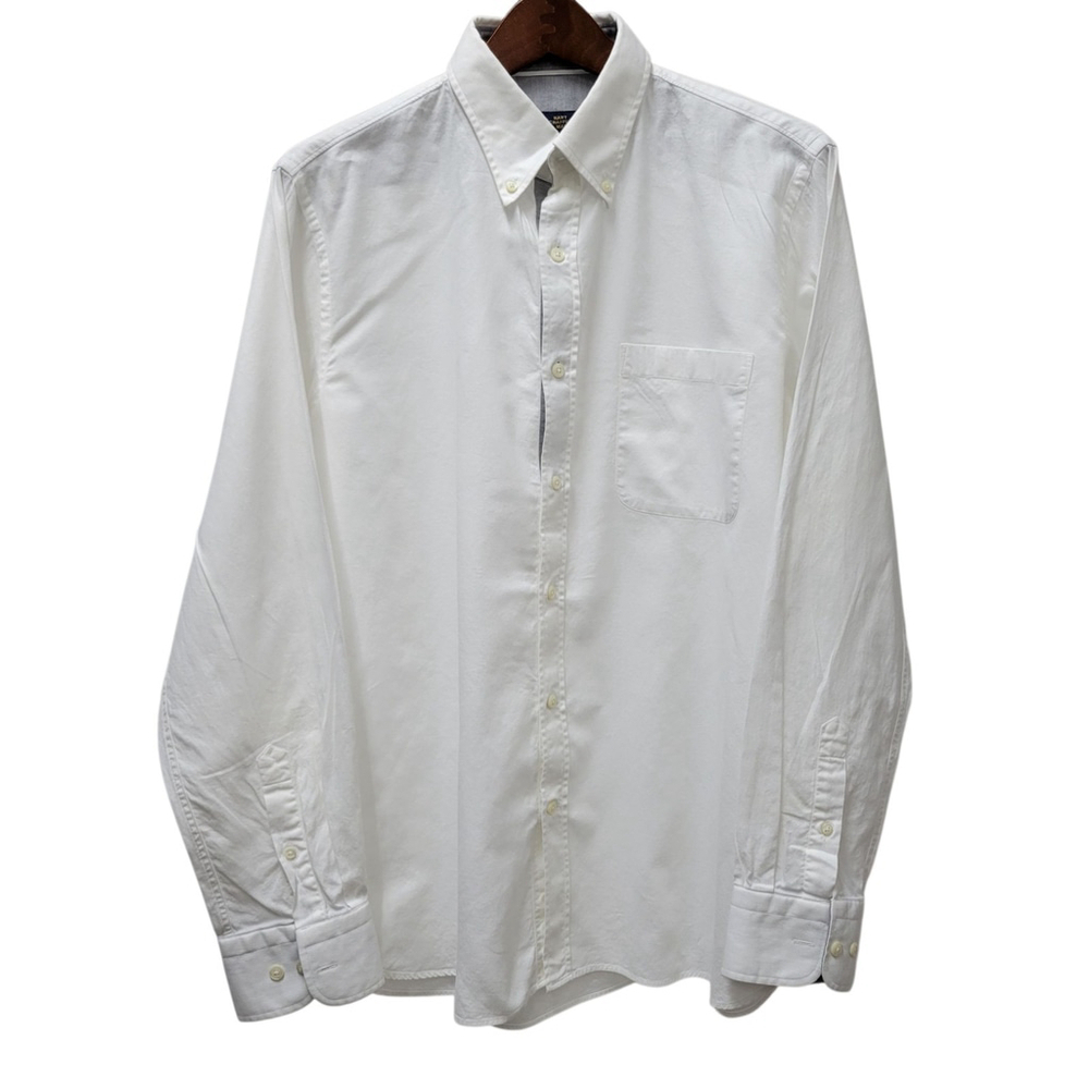 Hart Schaffner Marx Men's Button-down Long-Sleeves White Casual Shirt Size Large